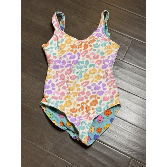 Posh Peanut Mina Reversible Swimsuit Mom‎ Size Small Smiley Face Animal Print - Picture 7 of 7